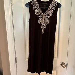 Beautiful black knit tank dress with embroidery detail